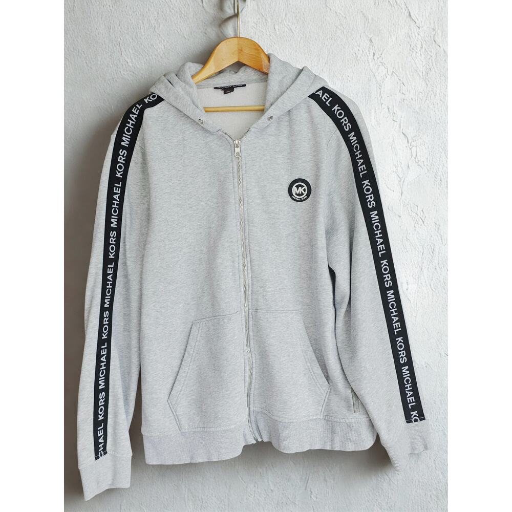 Michael Kors Unisex Tape Logo Hoodie Heather Gray XL